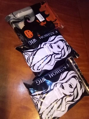 2 Old Lady Wig Cosplay Set Gray Hair Granny Wig with Pearl Necklaces,  Black Wig - Image 1 of 4