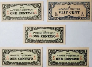 Mixed Lot Of 5 Japanese Government World Paper Money  - Picture 1 of 4