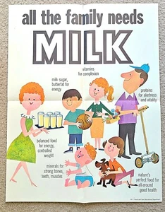 Vintage 1950s H.P. Hood & Sons Dairy Milk Poster Ad Ephemera- School Lunch RARE! - Picture 1 of 4