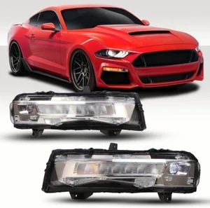For 2018-2023 Ford Mustang LED DRL Fog Lights Lamps w/Sequential Turn Signal - Picture 1 of 12