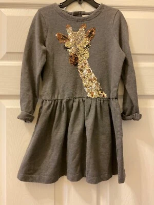 Girls Copper Key Grey LS Dress with Sparkle Giraffe Kids Size Medium - Image 1 of 4