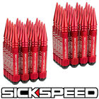 Sickspeed 32 Pc Red 5 1/2" Long Spiked Steel Extended Lug Nuts 1/2X20