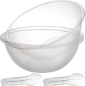 3 Pack Large Salad Bowl, 96 Oz Clear Chip Bowls, Plastic Serving Bowl with 2 Ton - Picture 1 of 12