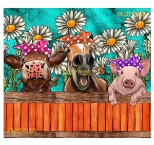 20 oz vaso de sublimación dibujos animados para animales de granja listo para imprimir estampado - Imagen 1 de 1