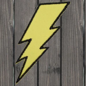 Yellow Lightning Bolt Embroidered Patch — Iron On - Picture 1 of 1