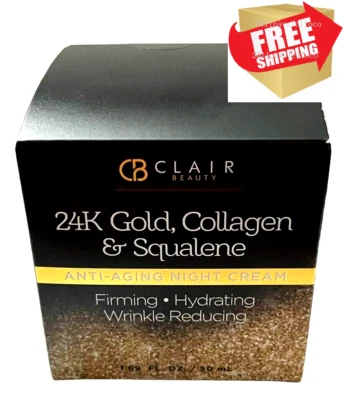 CLAIR BEAUTY 24K Gold Collagen & Squalene Anti Aging Night Cream 1.69 oz - Image 1 of 4