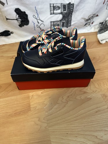 Reebok Girls Classic Sneaker FW6118 Navy Pelle Stringate Basse Retrò Taglia 10 5