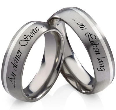 Eheringe Trauringe aus Titan und 925 Silber mit individueller Lasergravur T962 - Bild 1 von 4