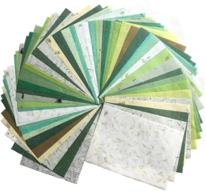 60 Sheets Mixed Green A4 Mulberry Paper Sheet Design Craft Hand Made Art Tissue - Picture 1 of 1