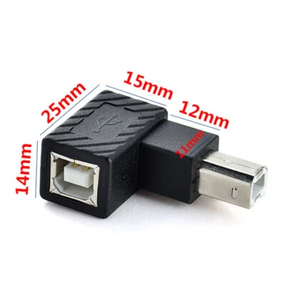 USB 2.0 Type B Print Port 90° Converter Adapter Male to Female Printer Scanner - Image 1 of 4