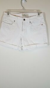 Lucky brand womens embroidered roll up white denim shorts size 2/26