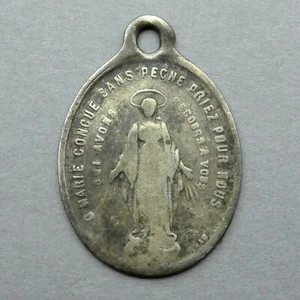 Antique Religious Silver Pendant. Saint Virgin Mary. Miraculous Medal. Vachette - Picture 1 of 4