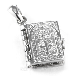 BIBLE Pendant charm Opens STERLING SILVER Movable 925 .925 opens Lord's prayer