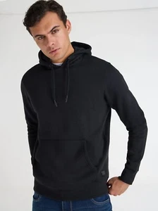 Felpa con cappuccio uomo pile nera slim fit con calore e comfort premium - Foto 1 di 4