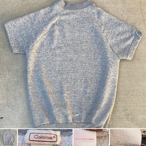 Vintage Short Sleeve Raglan Sweatshirt Gray Made In USA Oakbrook Size L - Picture 1 of 24