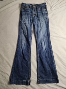 Ariat Denim Jeans Bootcut Slim Trouser Womens Sz 29x31 Medium Wash Mid Rise READ - Picture 1 of 11