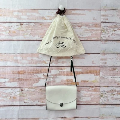 Cambridge Satchel Company Large Push Lock Crossbody Bag white Leather Preppy - Image 1 of 4
