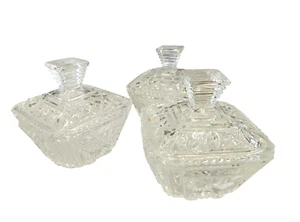 Vintage Kristallschale 3er Set Quadratisch Bonbonniere mit Deckel Dekorativ - Bild 1 von 5