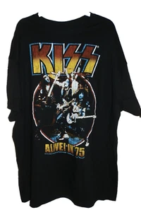 New Mens size 2XL 50-52 KISS Alive in '75 T-Shirt Black 100% Cotton - Picture 1 of 2