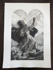 MOSES Etching Artist Proof PRINT, HERB FICHTER 1978 Aquatint "Hear These Words" - Picture 1 of 6