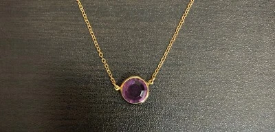 Collar colgante vintage de cristal amatista púrpura tono dorado de Avon Foto 1 de 4