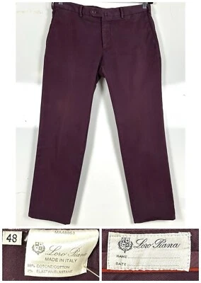 Pantalones para hombre Loro Piana mezcla de algodón borgoña talla ITALIA (48) EE. UU. 33 X 28 Foto 1 de 4