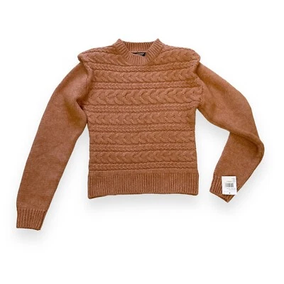 Пустой NYC свитер женщин XS коричневый длинным рукавом кабель трикотажа новый с Ярлыками - Изображение 1 из 4