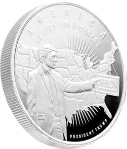 ESCASA MONEDA REDONDA DE PLATA .999 Trump de 1 OZ abierta para negocios retirada RARA BELLEZA - Imagen 1 de 2
