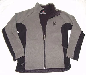 Spyder Core Sweater Boys Gray Black M Zip Front Jacket Ski Snow Winter Sweater - Picture 1 of 9