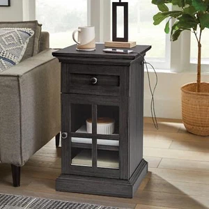 Better Homes & Gardens Canton End Table With 2 USB Ports Drawer And Glass Front - Picture 1 of 9