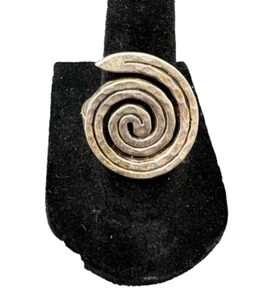 ATI Mexico 925 Artisan Ring Sz 8 Swirl Spiral Circle Sterling Silver Vintage - Picture 1 of 8