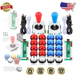 Komplettes Arcade-Kit für 2 Spieler zum Selbermachen - LED-Joystick & Tasten-Set, Zero Delay Encoder - Bild 1 von 10