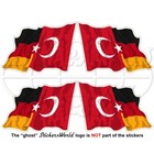 DEUTSCHLAND-TÜRKEI Deutsch-Türkisch Wehende Flagge 50mm Aufkleber x4