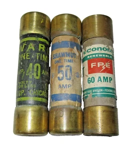 NOS 3 WARE/SHAWMUT/FPE ONE TIME FUSES 40/50/60-Amp 250v - Picture 1 of 4