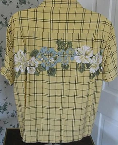 Ocean Pacific Men's Large Hawaiian Aloha Shirt Wood Buttons Viscose Rayon - Picture 1 of 4