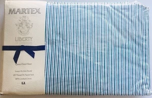 VTG MARTEX LIBERTY OF LONDON Queen Fitted Sheet HUNTER GREEN STRIPED - Picture 1 of 7