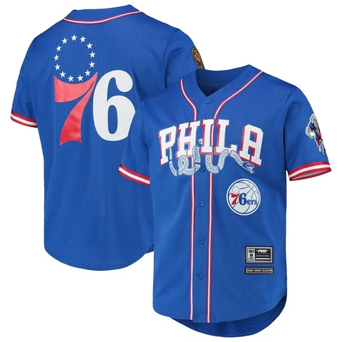 Men's Pro Standard Philadelphia 76ers Mesh Button Jersey- Royal Blue- Sz XL- New Cover