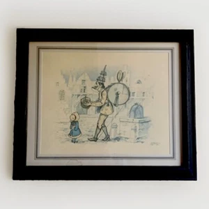 Chromolithographie Encadrée Début 20e Homme Orchestre Et Enfant Signé W Beek - Picture 1 of 8