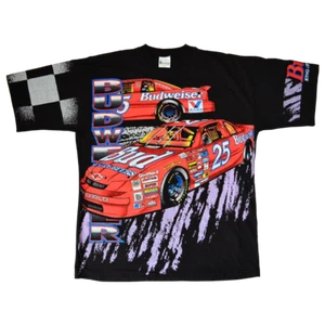 Vintage NASCAR All Over Print (AOP) T-Shirt [XL] 90s Ken Schrader #25 Budweiser - Picture 1 of 2