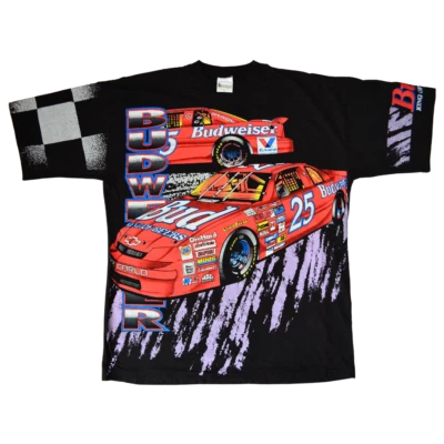 Vintage NASCAR All Over Print (AOP) T-Shirt [XL] 90s Ken Schrader #25 Budweiser - Image 1 of 2