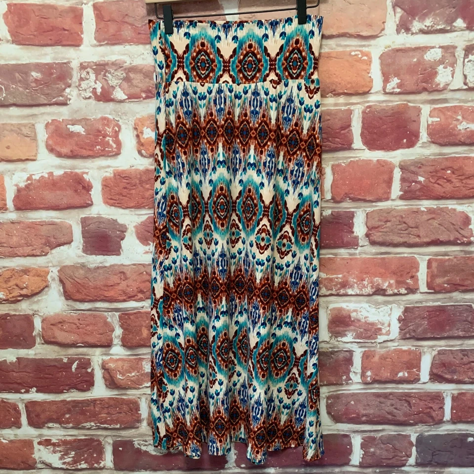 Falda Loveappela Mujer Pequeña Azul Marrón Boho Abstracta Pull On Foto 1 de 4