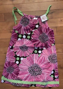 Hanna Andersson süßes rosa bedrucktes Trägerkleid Gr. 130 7-10 Jahre alt neu mit Etikett - Bild 1 von 3