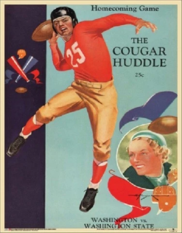 Washington Huskies v Cougars State 1937 College Football Program Poster 22"x28" Cover