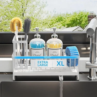 Carrito de fregadero de cocina extra grande Moforoco, soporte de esponja a prueba de óxido para blanco  Foto 1 de 4