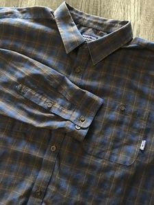 Patagonia Organic Cotton Button Up Brown Plaid Mens XXL Long Sleeve - Picture 1 of 8