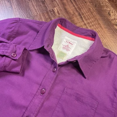 LL Bean Shirt Jacket Women’s M Purple Sherpa Fleece Lined Shacket Outdoors Soft - Image 1 of 4