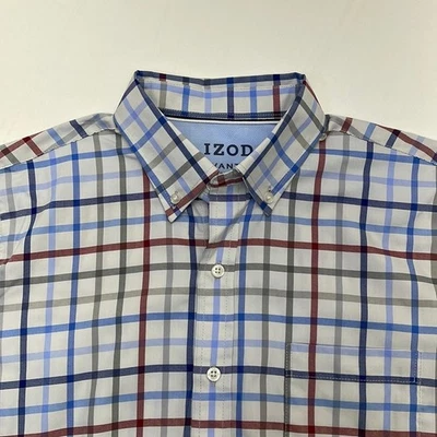 Camisa de vestir IZOD para hombre mediana roja blanca azul manga corta Foto 1 de 2