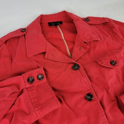 Chaqueta para mujer Talbots roja mezcla de algodón estilo militar talla 16 botones delanteros Foto 1 de 4