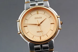 *N MINT* Vintage SEIKO Dolce 8N41-6160 Gold UNI-SEX 31mm Quartz Watch From JAPAN - Picture 1 of 10
