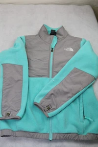 THE NORTH FACE GIRLS FLEECE TWO COLOR JACKET - AQUA / GRAY - SIZE L (14 /16 ) - Picture 1 of 8